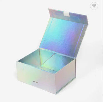 Coutume se pliante magnétique rigide de papier olographe de boîte-cadeau de chaussure imprimée avec le ruban