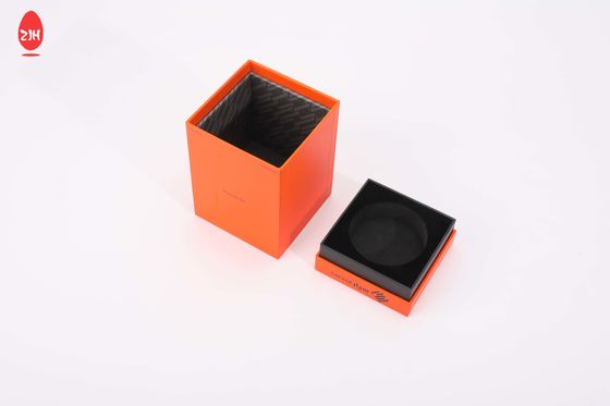Boîte de papier orange écologique de bougie d'emballage de cadeau de carton avec le couvercle