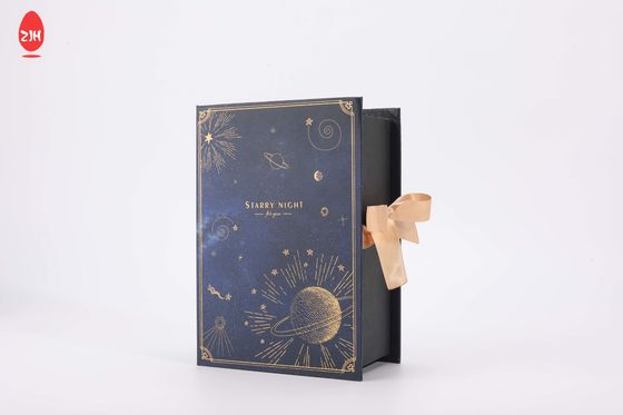 Pliage de cartons magnétique de luxe Logo Hard Rigid fait sur commande de cadeau de poignée de ruban