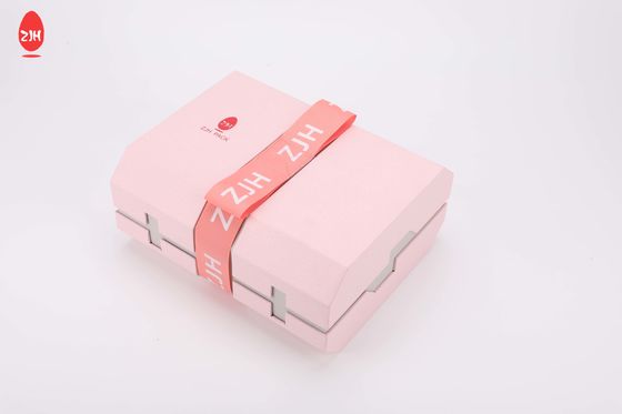 Boîte de chaussures pliable de luxe de papier de carton, boîte-cadeau roses de empaquetage rigides magnétiques
