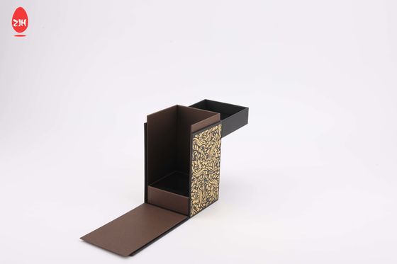 Boîte-cadeau se pliant magnétique plat rigide de papier de noir de fantaisie de carton avec le ruban